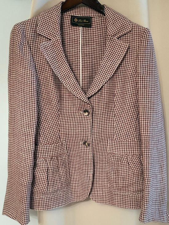Loro Piana Jackets & Blazers - Loro Piana Pink and Tan Houndstooth Blazer Jacket